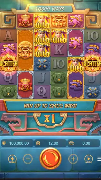 Treasures of Aztec session - spin 1, starting balance 100,000 credits